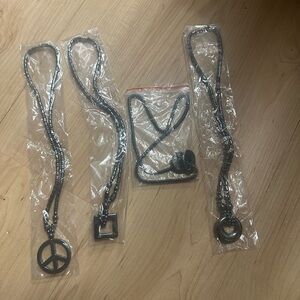 Stylish Black Pendant Necklace Trio